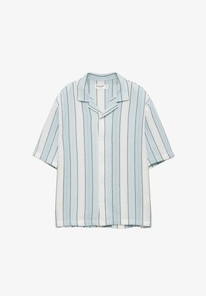 PULL&BEAR, STRIPED RUSTIC SHORT SLEEVE - SHIRT - Chemise - mottled light blue