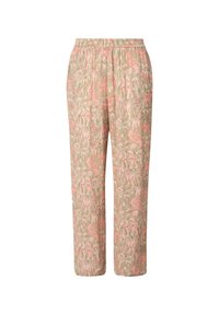 Pantaloni da pigiama con fantasia floreale in verde chiaro e rosa, dotati di vita elasticizzata, design a gamba dritta e tessuto morbido e testurizzato.