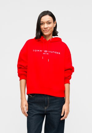 Tommy Hilfiger, FLEX FLEECE LOGO EMBROIDERY RELAXED HOODY - Jersey con capucha - fireworks