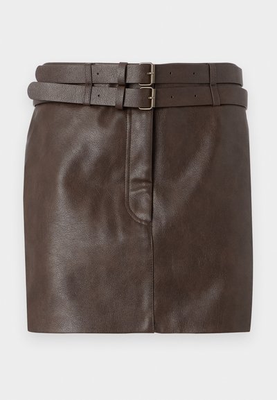 ONLJASMIN FAUX LEATHER SKIRT - Jupe longue - bitter chocolate