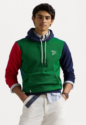 COLOR BLOCKED DOUBLE KNIT MESH HOODIE - Sweatshirt - tennis green multi