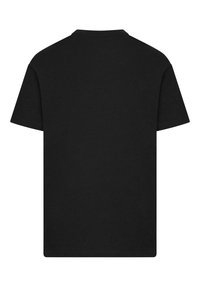 T-shirt nera a maniche corte, scollatura rotonda, vestibilità classica, realizzata in cotone, texture liscia, senza grafiche o decorazioni visibili.