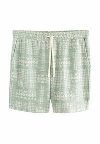 Next - REGULAR FIT - TEXTURED GEOMETRIC PATTERN - Šortai - sage green Miniatiūros vaizdas 1