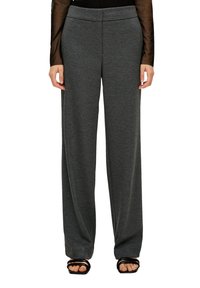 Gray, wide-leg sweatpants made of soft fabric with a smooth texture; features a flat waistband and no visible seams.