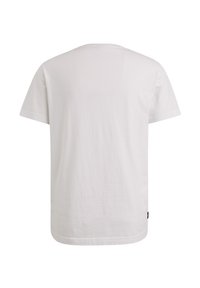 Bijela pamučna majica, kratki rukavi, okrugli izrez, ravnog kroja, mekane teksture, sa oznakom sa strane, uniformne boje.
