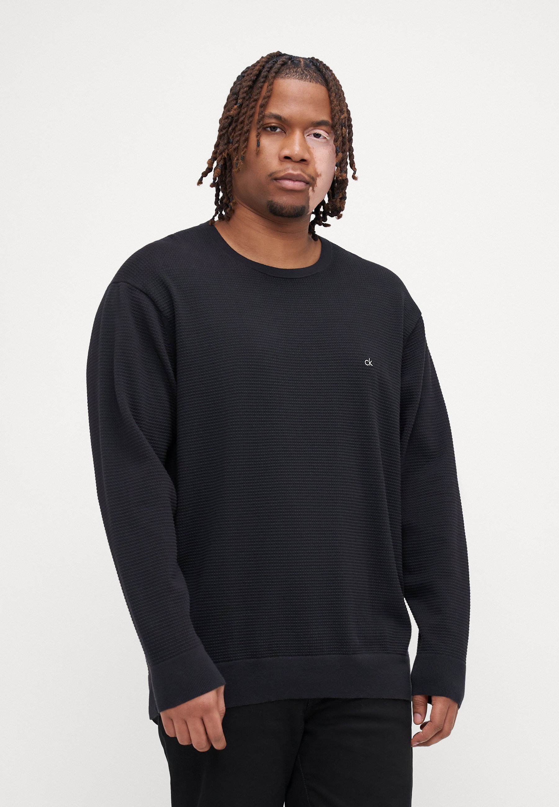 Calvin Klein WAFFLE TEXTURE SWEATER Strickpullover black