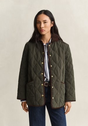 GANT, MONOGRAM QUILTED JACKET - Light jacket - dark moss green
