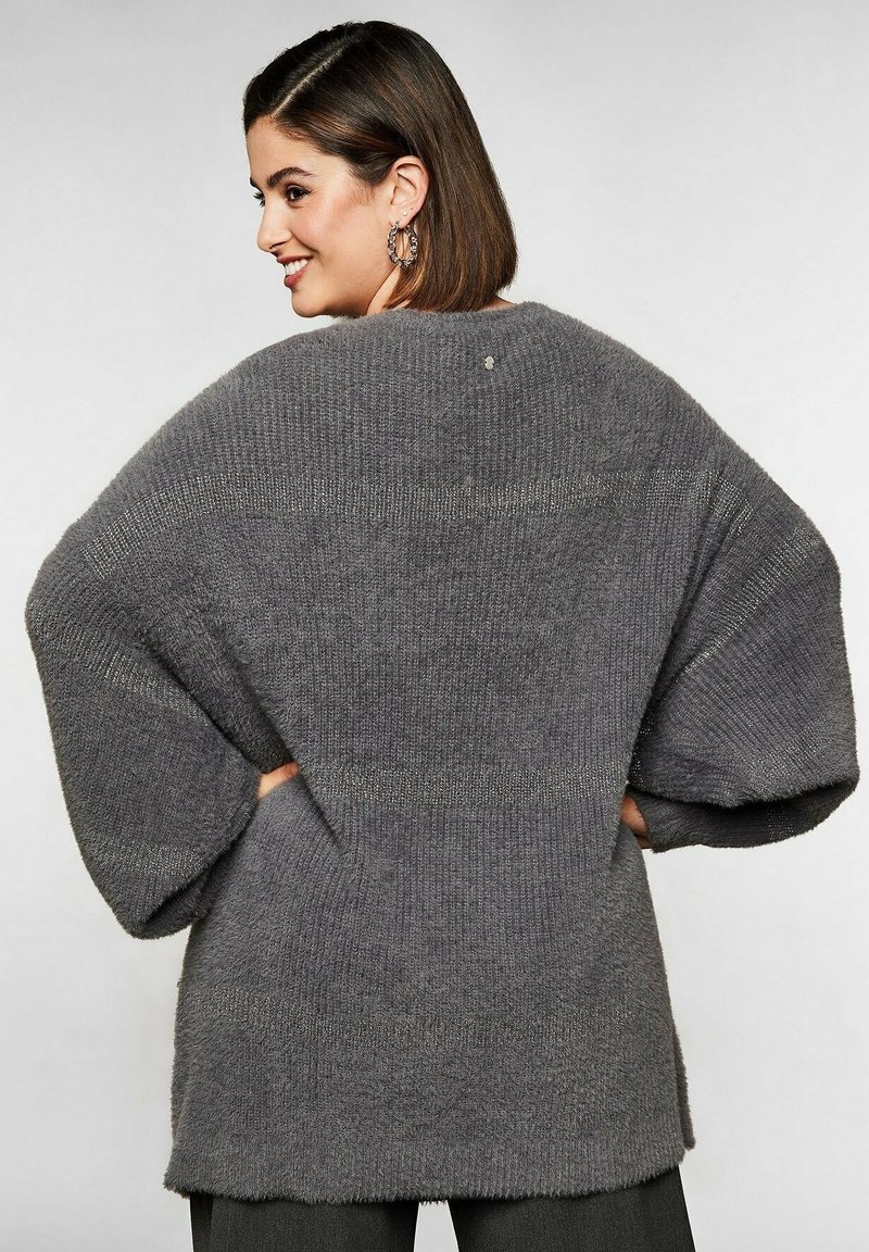 Damen Strickjacken | Sheego Strickpullover rauchgrau/dunkelgrau-meliert - FO20303 Damen Strickjacken | Sheego Strickpullover rauchgrau/dunkelgrau-meliert - FO20303