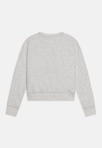 Hellgrauer, kurzer Sweatshirt mit langen Ärmeln, gerippten Bündchen und einer weichen Textur. Einfaches Design ohne Muster oder auffällige Akzente.