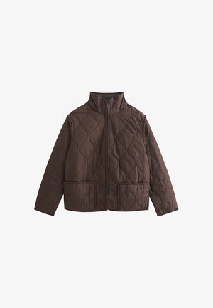 New Look, DARK QUILTED HIGH NECK JACKET - Light jacket - dark brown