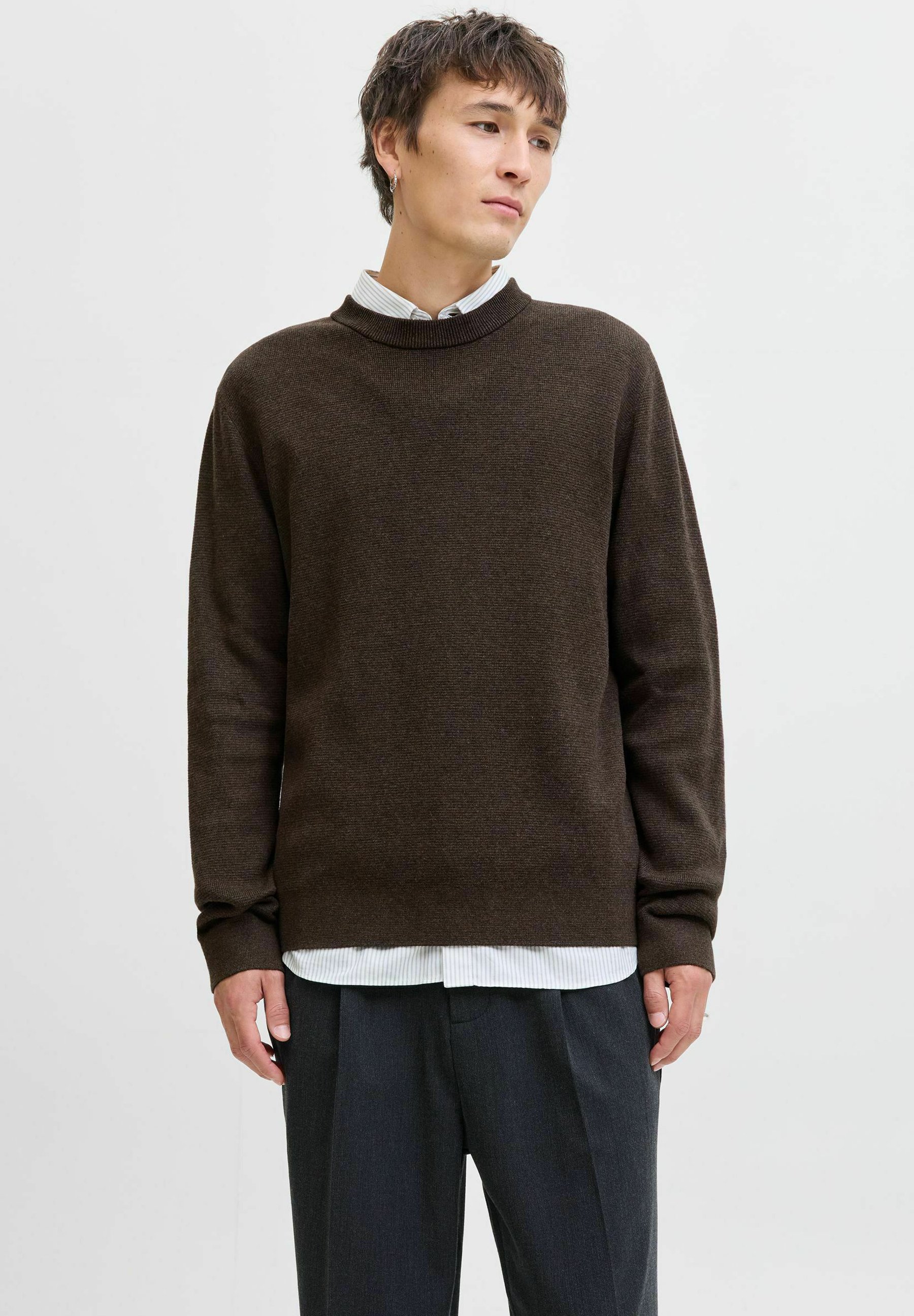 Jack & Jones JPRBLACHAD BRANDING SWEAT CREW NECK 12261386 donker bruin Jack & Jones JPRBLACHAD BRANDING SWEAT CREW NECK 12261386 donker bruin