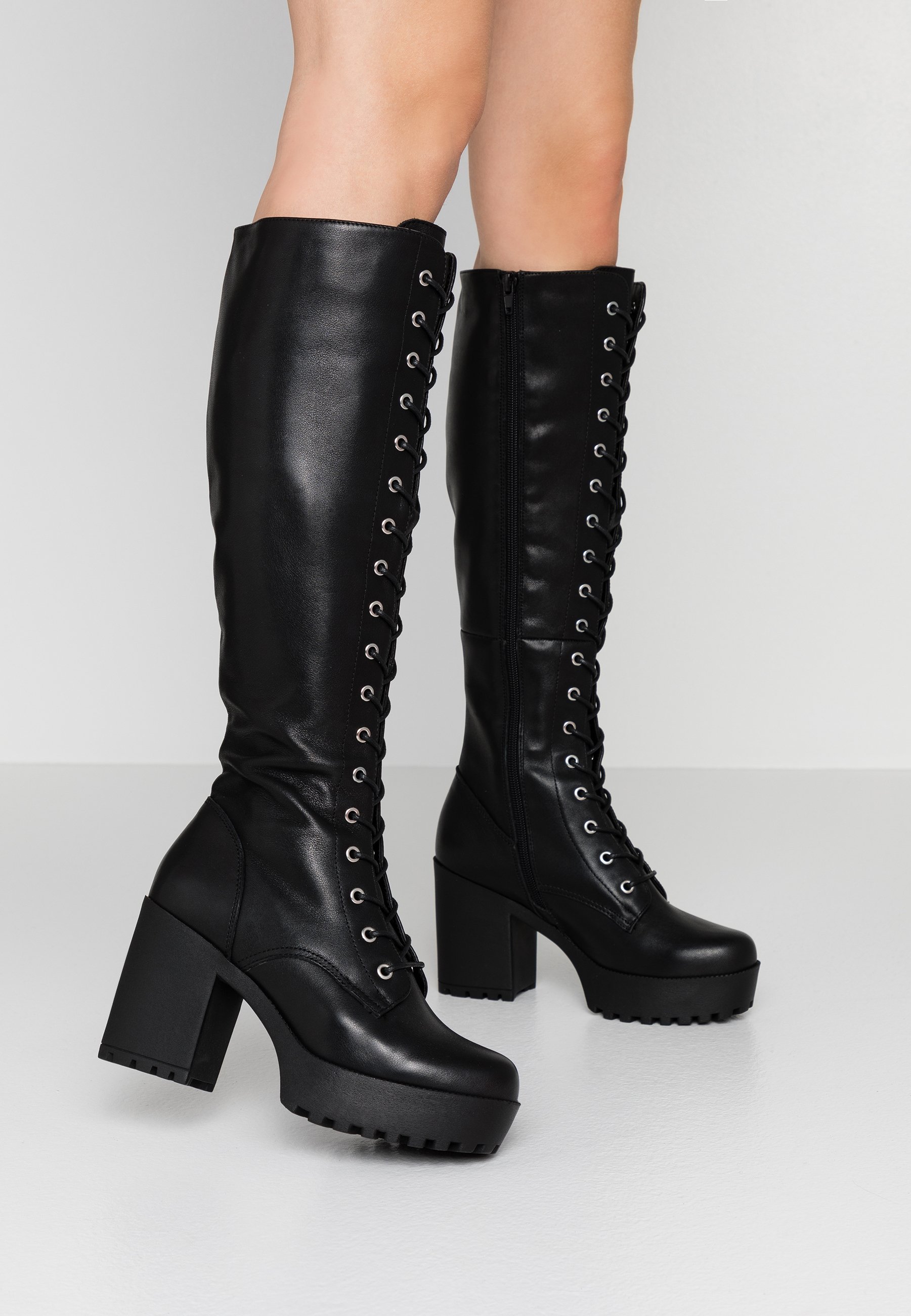 Even\u0026Odd LEATHER PLATFORM LACEUP BOOT - Stivali con i tacchi - black/nero -  Zalando.it