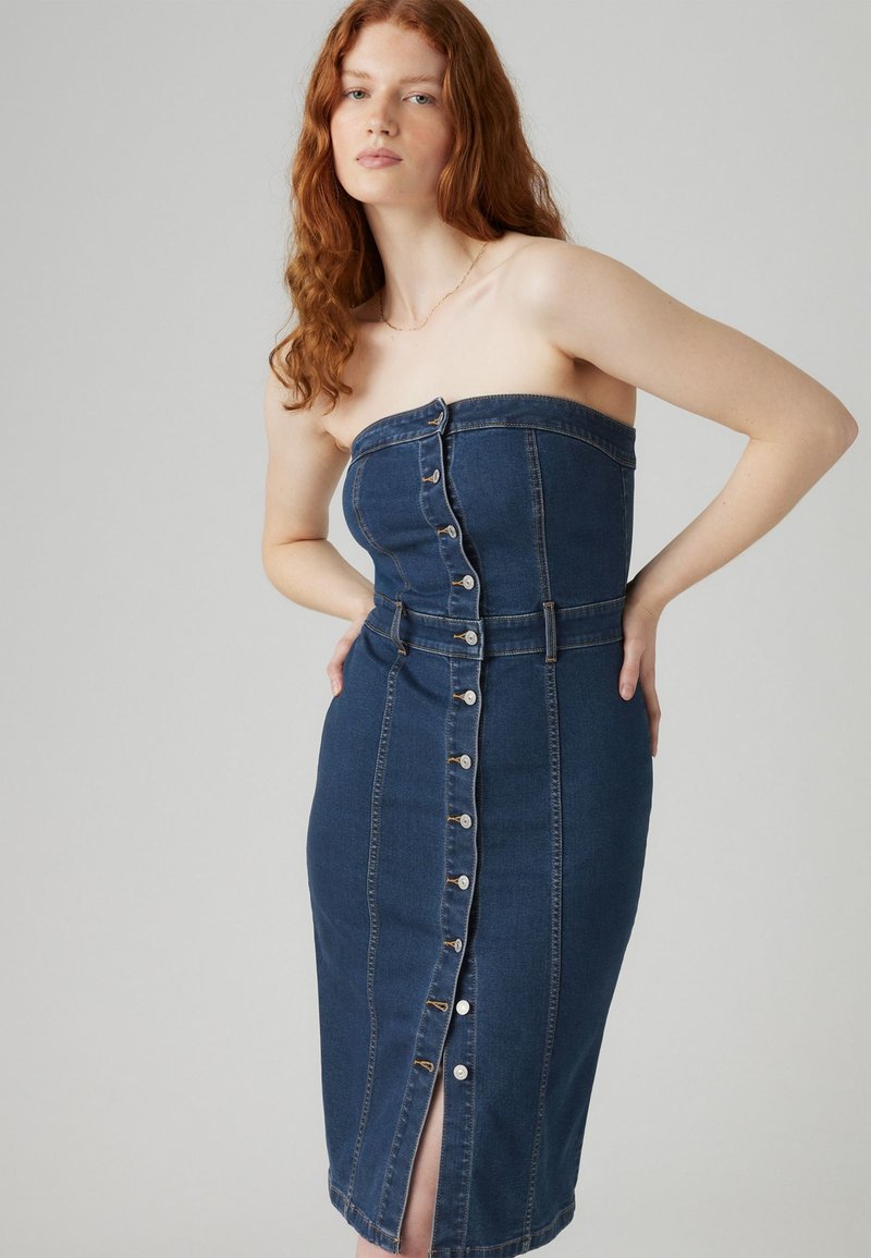 levi's denim bustier dress Levi's® - dress Burgundy Dress with Silver free-return levis denim dress sleeveless 100% Cotton Care Color:Opal