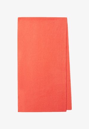 Korallenorange, rechteckige Stoffdecke mit einer weichen Textur, sauberen Kanten und einer glatten Oberfläche, ohne Muster oder Verzierungen.