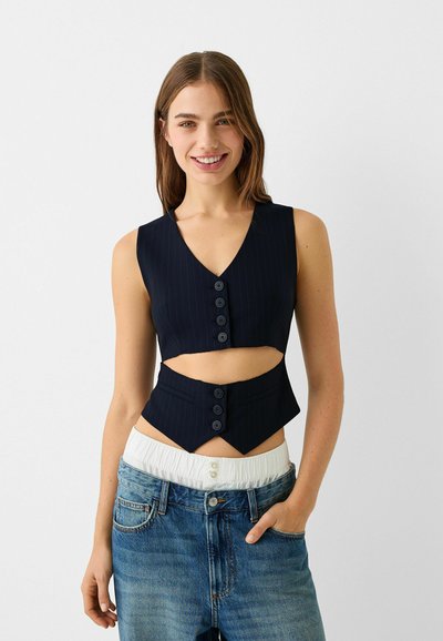 Bershka ASYMMETRIC - Väst - black/svart - Zalando.se