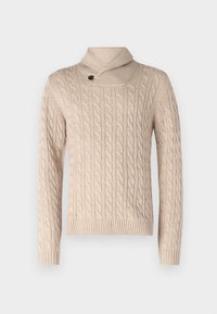CRASH SHAWL NECK - Striktrøje - taupe