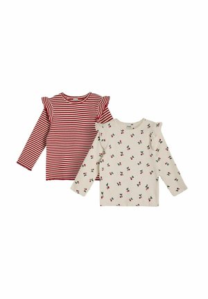 2-PACK CHERRY STRIPE FRILL - REGULAR FIT - T-shirt à manches longues - cream