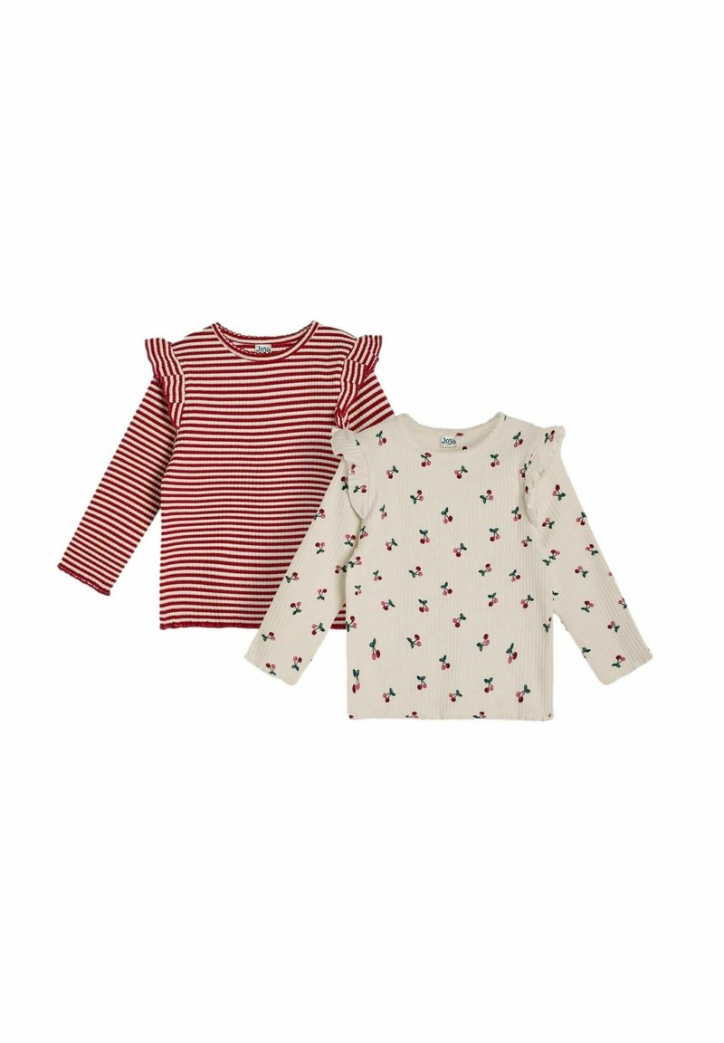 JoJo Maman Bébé 2-PACK CHERRY STRIPE FRILL - REGULAR FIT - Langarmshirt - cream