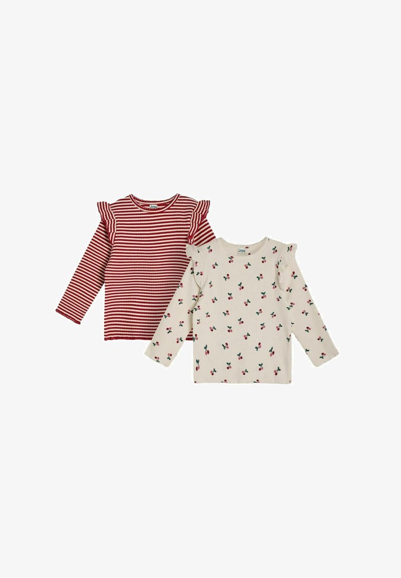 JoJo Maman Bébé 2-PACK CHERRY STRIPE FRILL - REGULAR FIT - Bluză cu mânecă lungă - cream