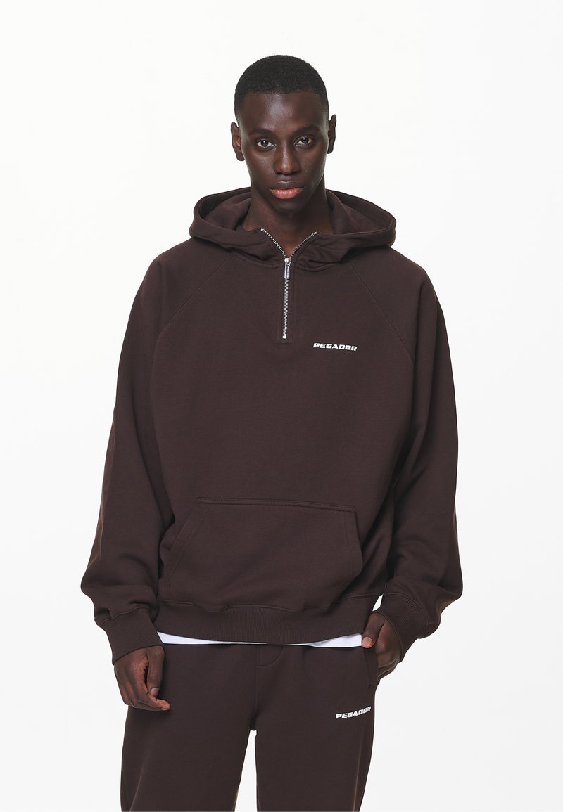 Pegador LOGO OVERSIZED HALF ZIP HOODIE - Hættetrøje - washed oak brown