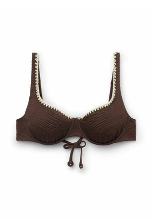 Calzedonia, BICOLOR EMBROIDERY BALCONETTE - Haut de bikini - brown