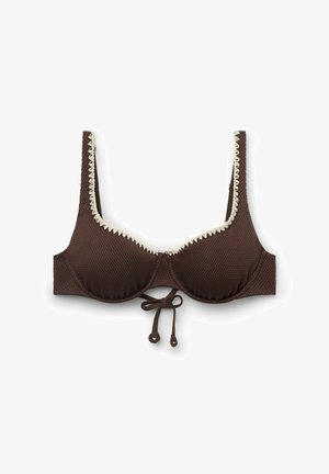 Calzedonia, BICOLOR EMBROIDERY BALCONETTE - Haut de bikini - brown