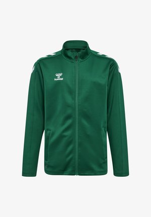 Športna jopa s kapuco na zadrgo - evergreen