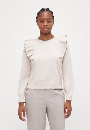 ONLAMA LIFE O NECK RUFFLE  - Svetrík - birch/black