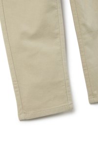 Beige katoenen broek met een gestructureerd oppervlak, rechte pijpen en dubbel gestikte naden, met een nette zoom.