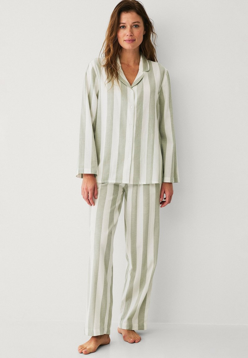 Ellos Collection SET - Pyjama - grün weiß gestreift