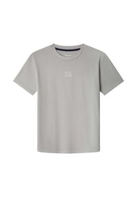 Šedé tričko s krátkym rukávom vyrobené z bavlny s kruhovým výstrihom. Na hrudi má malé svetlé logo "Pepe Jeans".