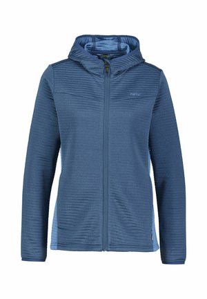 Blaue Kapuzenjacke mit strukturiertem, geripptem Design. Verfügt über eine Kapuze, kontrastierende Einsätze und ein kleines Logo auf der Brust. Weicher Stoff und angenehme Haptik.
