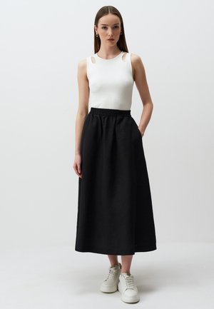 WITH ELASTIC WAIST POCKETS - Gonna a campana - black