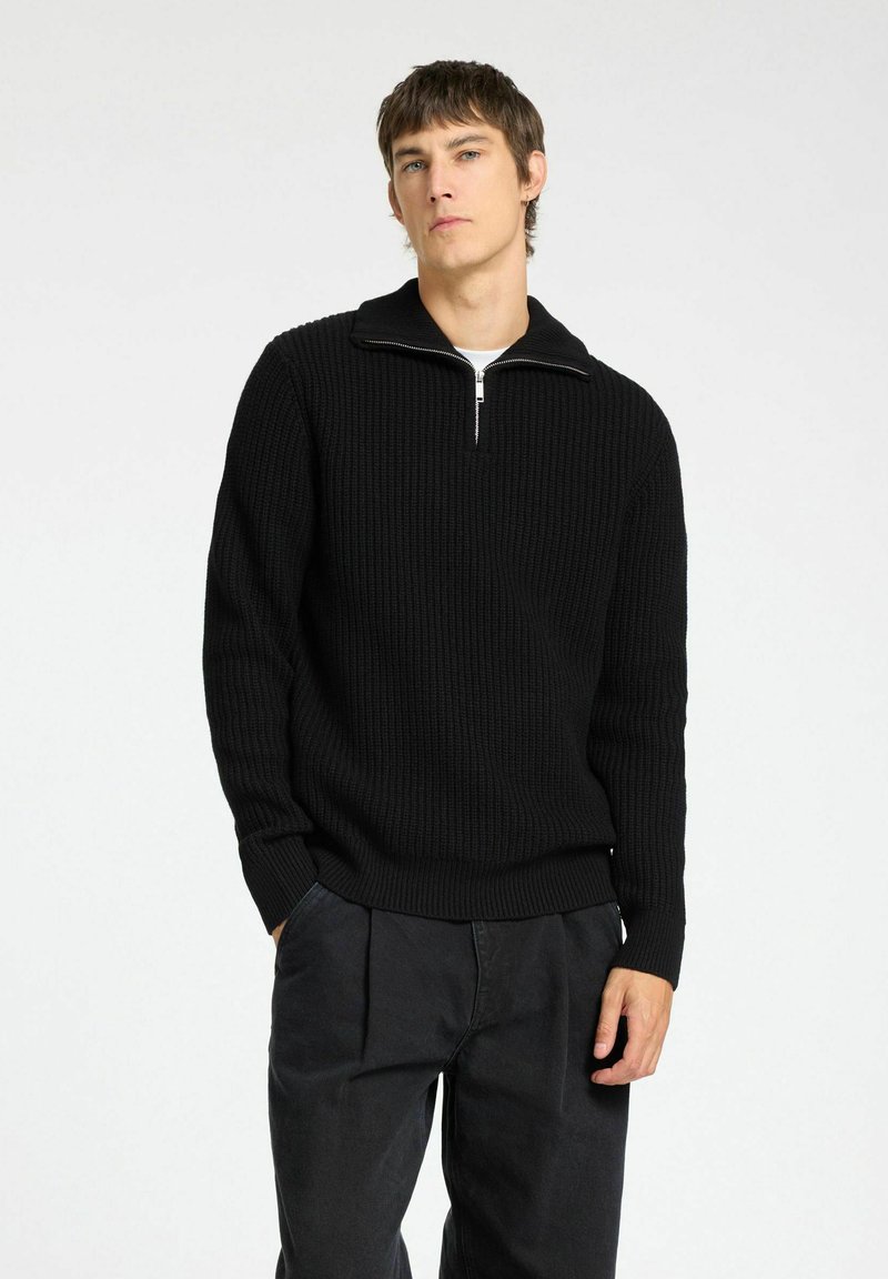 Selected Homme HALF-ZIP - Jersey de punto - black