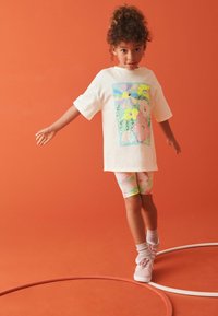 Next SET - Legíny - kalhoty  - ecru cream floral sequin