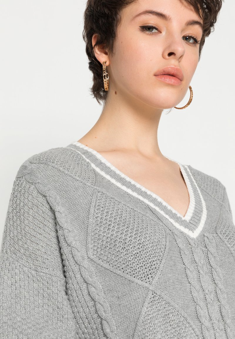 Damen Strickjacken | Hollister Co. OVERSIZED SWEATER Strickpullover grey/grau - LP20696 Damen Strickjacken | Hollister Co. OVERSIZED SWEATER Strickpullover grey/grau - LP20696