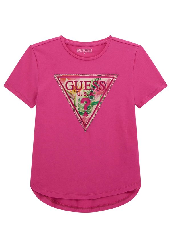 LOGO-DREIECK STRASS - T-Shirt print - fuchsia
