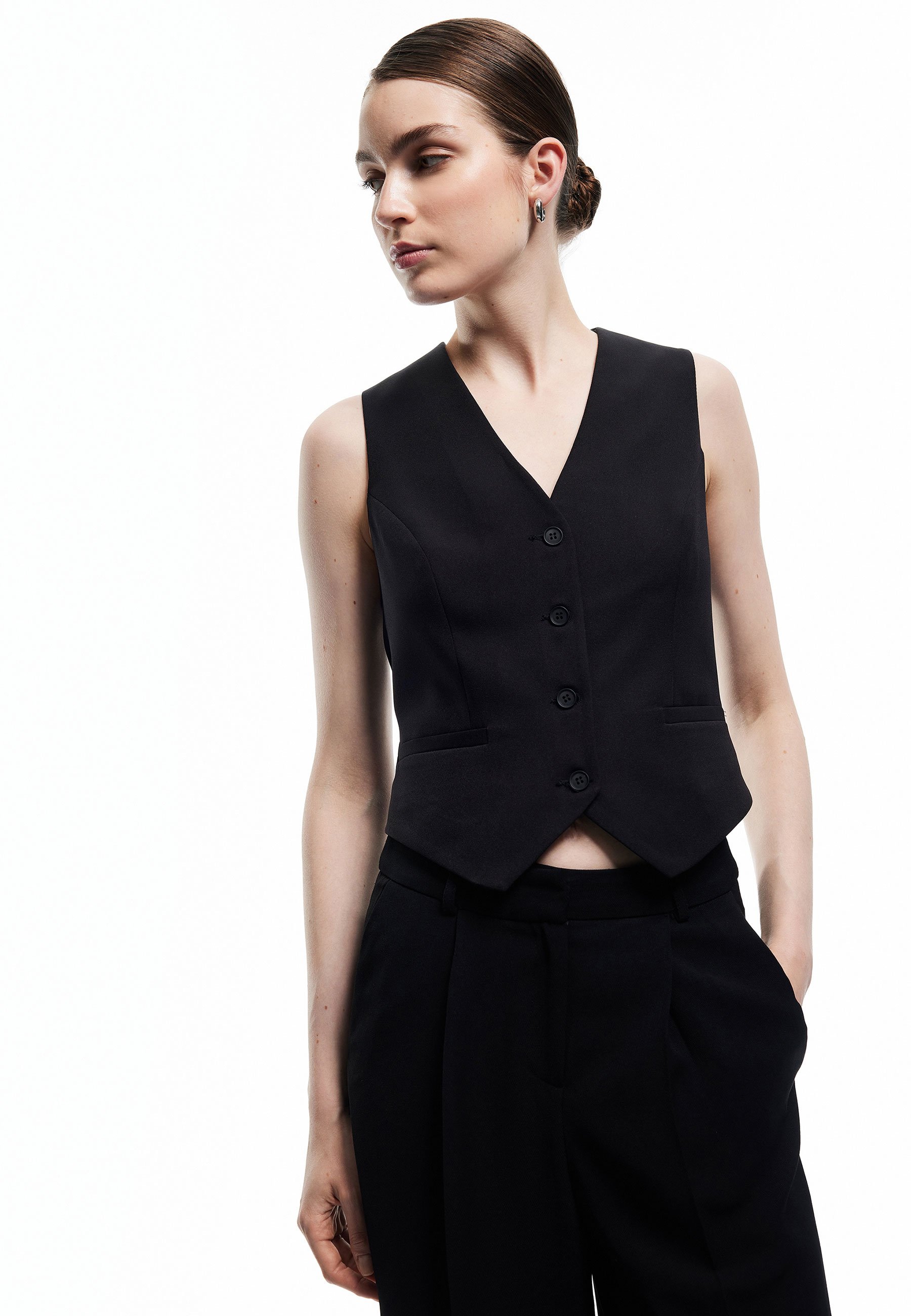 Koton BUTTONED Weste black/schwarz Zalando