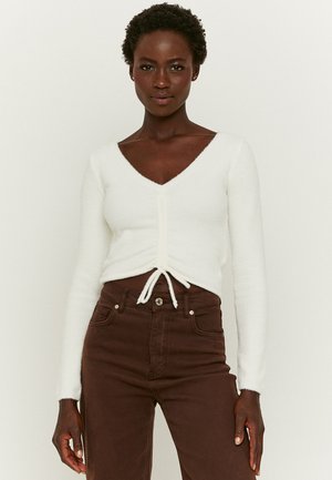 MIT V AUSSCHNITT - Jumper - white