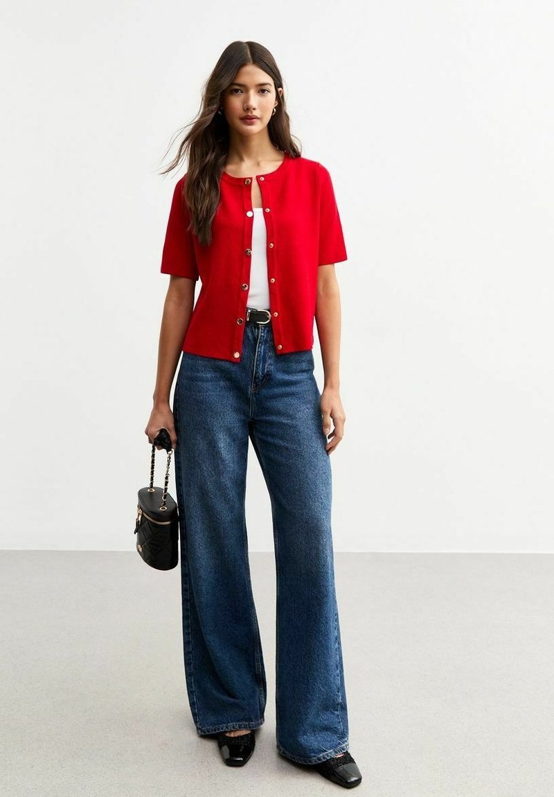 New Look COMPACT KNIT SHORT SLEEVE - Cardigan - red