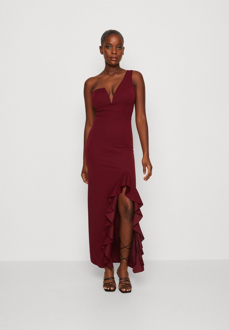 WAL G. SOYA ONE SHOULDER RUFFLE MAXI DRESS - Alkalmi viselet - berry wine