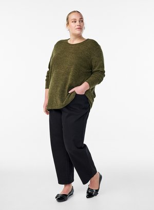 Zizzi, LANGÄRMELIGE MIT STRUKTUR - Striktrøje - winter moss mélange