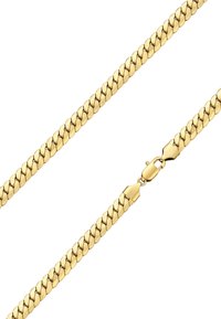 Guldfarvet kæderekke med sammenkoblede led, med en glat overflade og en sikker lukning.