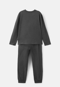 Grå långärmad topp och matchande sweatshirtbyxor i mjukt tyg. Setet har en avslappnad passform med ribbade mudd och midjeband.