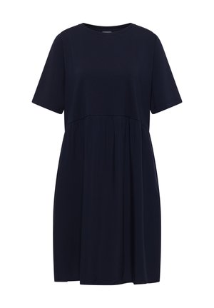 Cecil, KNEE-LENGTH DRESS WITH MIXED TEXTURES, granatowy