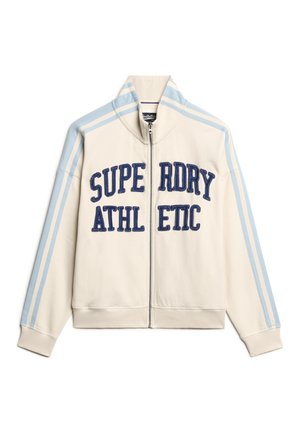 Superdry ATHLETIC ESSENTIALS APPLIQUE LOOSE  TRACK  - Sweatjacke - turtledove cream