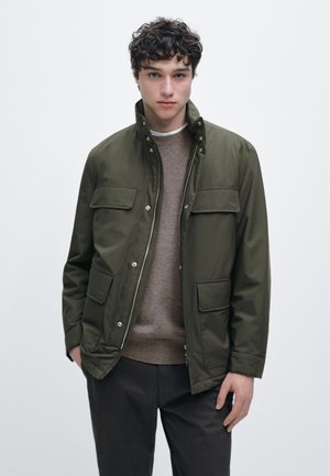 WATER-REPELLENT PUFFER WITH POCKETS - Übergangsjacke - mottled dark brown