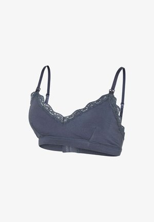 Tumehall bralette pitsakeste äärisega kaeluses, reguleeritavad rihmad ja sile kangas. Omab ühtlast disaini ja ilma tugiraamideta.