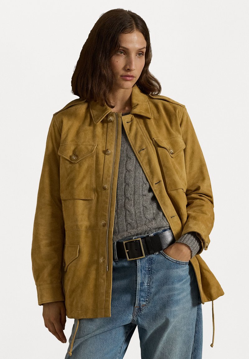 Polo Ralph Lauren LAMBSKIN SUEDE SURPLUS JACKET - Usnjena jakna - pecan