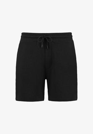 Fekete pamut rövidnadrág elasztikus derékkal és zsinórral. Elöl zsebből áll, sima, puha tapintású. Klasszikus sportos dizájn.